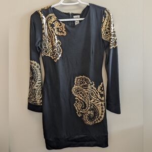 Cache Vintage Women's Gold/Black Cocktail Dress size 4